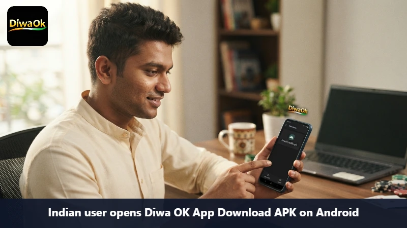 Indian user opens Diwa OK App Download APK on Android