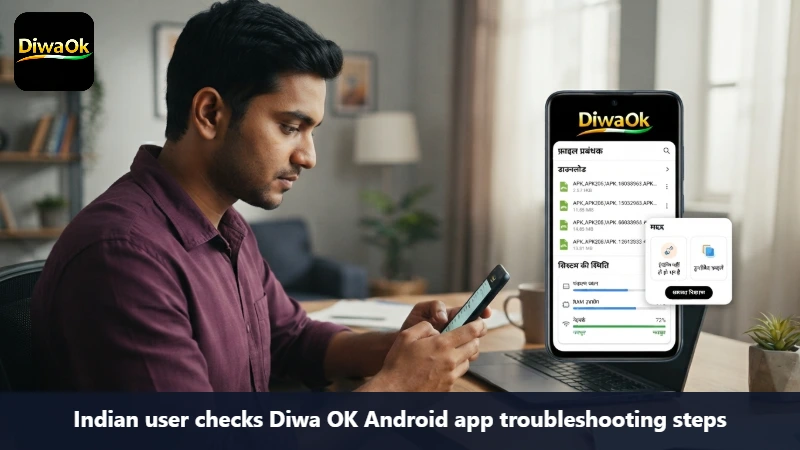 Indian user checks Diwa OK Android app troubleshooting steps